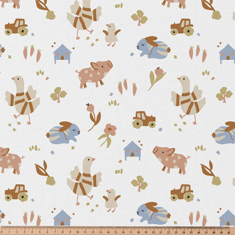 Printed Cotton PICOTI White / Blue